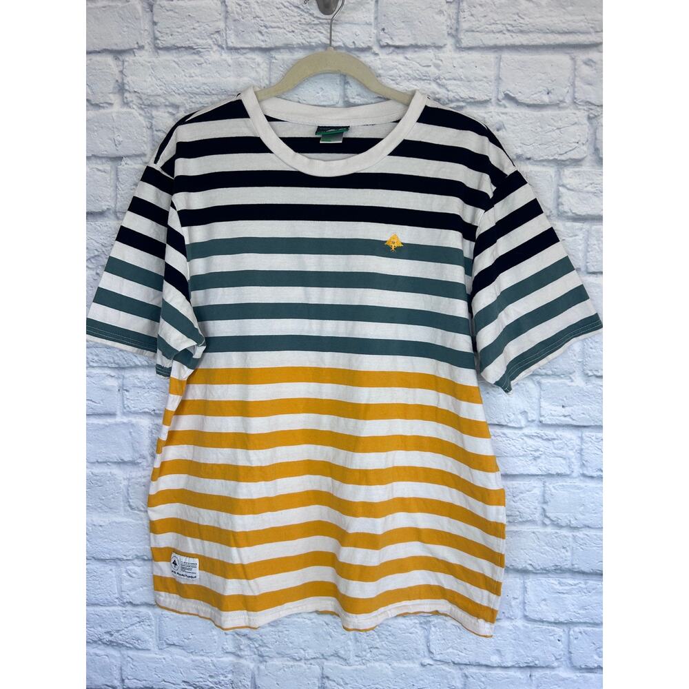 LRG Rhythm Section Short Sleeve All‎ Over Stripe 100% Cotton Tee Large